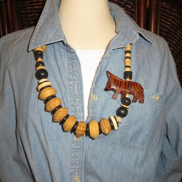 Jewelry - Fun Wooden Necklace with Zebra